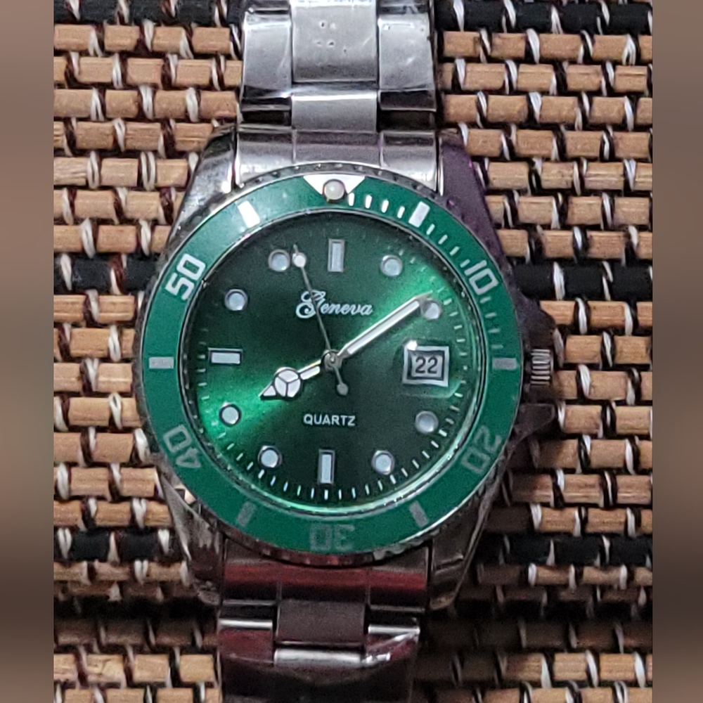 Geneva Emerald Dial and Silver Band Watch NEW!!!